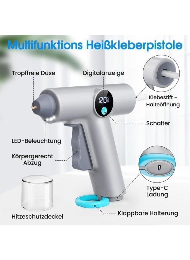 أوشيما بندقية الغراء الساخنة ، التدفئة السريعة اللاسلكية مع 22 قطعة من عصا الغراء الساخنة ، 7 مم ، شحن النوع C للهدايا ، المدرسة ، DIY ، الحرف اليدوية والإصلاحات في المنزل والمكتب ، الأسلحة الحرف اليدوية / الفنون DIY / البطاقة / البلاستيك / الخشب - Image 5